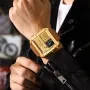 POEDAGAR Luxury Men Quartz Watch Fashion Rectangle Sport Watch Waterproof Multifunction Electronic Dual Display Wristwatch