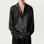 INCERUN Men Mesh Patchwork V-neck Long Sleeve Shirt Fashion Comfy Smooth Fabric Lapel Top Male for Spring Fall