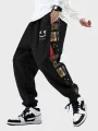 ChArmkpR Mens Smile Ethnic Pattern Patchwork Drawstring Waist Loose Pants