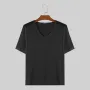 INCERUN Men T Shirts Fashion Slightly Transparent V Neck T-shirts Summer Daily Short Sleeve Top Tee Male Clothing