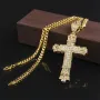 Rhinestone Cross Pendant Necklace Charm Shiny Zircon Cross Necklace for Men Women Hiphop Necklaces Fashion Jewelry Gifts