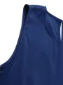 Women Sleeveless Solid Color O-neck Casual Layered Maxi Dress