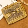 Ekphero Mens Wallet Genuine Leather Crocodile Pattern Short Coin Purse Luxurious High-Quality Multi Slot Thick Anti-Theft Card Bag