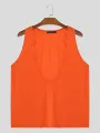 INCERUN Mens Fashion Solid Color U-shape Tank Top