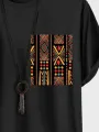 ChArmkpR Mens T-Shirts Colorful Ethnic Geometric Print Curved Hem Short Sleeve Tshirts
