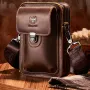 BULLCAPTAIN Men Casual Waist Bag Belt Purse Genuine Leather Multifunctional Shoulder Messbage Bag Mobile Phone Crossbody Bags Waist Pack