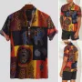 Men's Short Sleeve Blouse Hawaiian Floral Shirts Summer Beach Casual T Shirt Tops