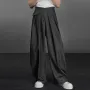 INCERUN Men Solid Color Straight Legged Pants Loose Fit Casual Hook Loop Zipper Long Trousers Large Size for Big Men S-5XL