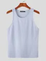 Mens Solid Crew Neck Rib-Knit Sleeveless Tank Top