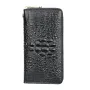 Ekphero Genuine Leather Crocodile Texture Wallet Unisex Long Business Handheld Bag Zipper Card Holder Fashion Cowhide Money Clip Purse