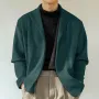 INCERUN Lelaki Rajutan Kolar Polo Cardigan Lengan Panjang Fesyen Selesa Warna Pepejal Atasan Lelaki untuk Musim Bunga Musim Gugur Musim Sejuk