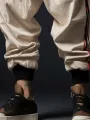 Mens Ethnic Print Patchwork Loose Drawstring Waist Pants