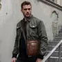 BULLCAPTIAN Men's Soft Genuine Leather Messenger Bag Business Casual Multi-functional Zipper Handheld Crossbody Bag