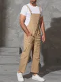 INCERUN Men Bib Pants Solid Color Jumpsuits Multi Pockets Casual Suspenders Cargo Overalls Fashion Men Jumpsuit S-5XL