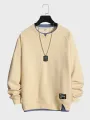 ChArmkpR Mens Contrast Patchwork Crew Neck Casual Loose Pullover Sweatshirts