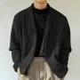 INCERUN Lelaki Rajutan Kolar Polo Cardigan Lengan Panjang Fesyen Selesa Warna Pepejal Atasan Lelaki untuk Musim Bunga Musim Gugur Musim Sejuk
