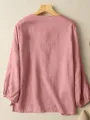 Solid Slit High-low Hem Crew Neck Long Sleeve Blouse