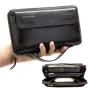 Ekphero Genuine Leather Wallet Long Handbag Large Capacity Card Holder Money Clip Retro Clutch Bag with Zipper Phone Pocket