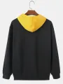 ChArmkpR Mens Hooded Sweatshirts Cartoon Duck Letter Print Loose Contrast Hoodies