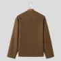 INCERUN Mens Solid Button Front Casual Tweed Jacket Comfortable Crew Neck Outerwear with Side Pockets Large Size S-5XL for Fall
