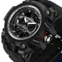 SANDA Men's Waterproof Sport Watch Fashion Big Dial Quartz Watches Dual Display Wrist Watch