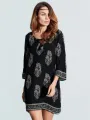 ZANZEA Plus Size Women Mid Long Dress Retro Floral Printed 3/4 Sleeve Beach Midi Dresses