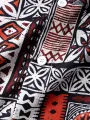 ChArmkpR Mens Shirt Ethnic Geometric Pattern Lapel Collar Short Sleeve Shirts