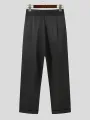 Men Japen Solid Color High Waist Loose Straight Drape Pants
