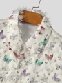 INCERUN Mens Shirt Butterflies Print Tassel Shirts Fashion Party Long Sleeve Lapel Top Summer Casual Male Clothing Shirts