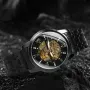 Classic Mechanical Watches Luxury Diamond Dial Black Gold Skeleton Automatic Mens Watch Stainless Steel Strap Wristwatch