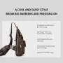 BULLCAPTAIN 8-inch Genuine Leather Chest Bag Retro Large Capacity Mens Crossbody Bag Fashion Shoulder Bag