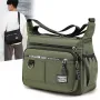 Men's Large Capacity Business Casual Crossbody Bag Multiple Pockets Soft Lightweight Nylon Fabric Adjustable Strap Messenger Bag