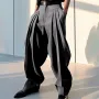 INCERUN Mens Pant Pleated Solid Color Trousers Casual Trendy Korean Pleated Solid Color Casual Pants