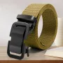 120cm Automatic Buckle Men Belt Lightweight Wear-Resistant Adjustable Nylon Webbing Strap for Outdoor Work Belt