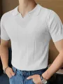 INCERUN Mens Lapel Shirts Striped Slim Casual Basic Design Short Sleeve Summer T-Shirt