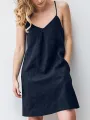 Solid Pocket Spaghetti Strap Backless Dress For Women