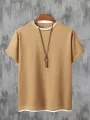 Mens Solid Patchwork Crew Neck Casual Short Sleeve T-Shirts