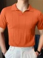 INCERUN Mens Lapel Shirts Striped Slim Casual Basic Design Short Sleeve Summer T-Shirt