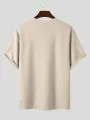 INCERUN Men's Loose Comfort Solid Color V-Neck Short Sleeve T-Shirt