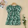 ZANZEA Womens Floral Print Ruffled Open Round Neck Design Short Sleeve Shirts