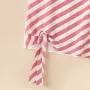 ZANZEA Women Striped Printed T-shirt Fashion Short Sleeve Tee Holiday Summer Holiday Belted Design Casual Simple Tops