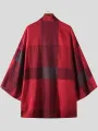 Men Vintage Obscure Check Pocket Loose Cardigan Shirts