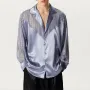 INCERUN Men Mesh Patchwork V-neck Long Sleeve Shirt Fashion Comfy Smooth Fabric Lapel Top Male for Spring Fall