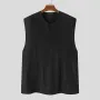 INCERUN Mens Shirt Simple Solid Color Shirts Top Sleeveless V-neck Button Men Tops Daily Casual Shirts