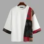INCERUN Mens T Shirts Loose Fit Casual T-shirts for Men Print Patchwork Fashion Male Tee Tops Summer Short Sleeve Men Clothing