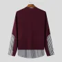 INCERUN Mens Striped Patchwork Long-Sleeve T-Shirt Design Spring Fall Casual Comfortable Crew Neck Top Male S-5XL