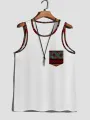 ChArmkpR Mens Ethnic Geometric Trim Print Knit Sleeveless Tanks