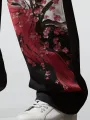 ChArmkpR Pantalones rectos con cintura ajustable y estampado floral japonés para hombre