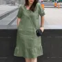 ZANZEA - Vestidos de verano para mujer, estilo vintage, informal, con mangas abullonadas, cuello cuadrado, holgado, liso