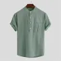 INCERUN Mens Shirts Cotton Solid Color Chest Pocket Casual Henley Shirts